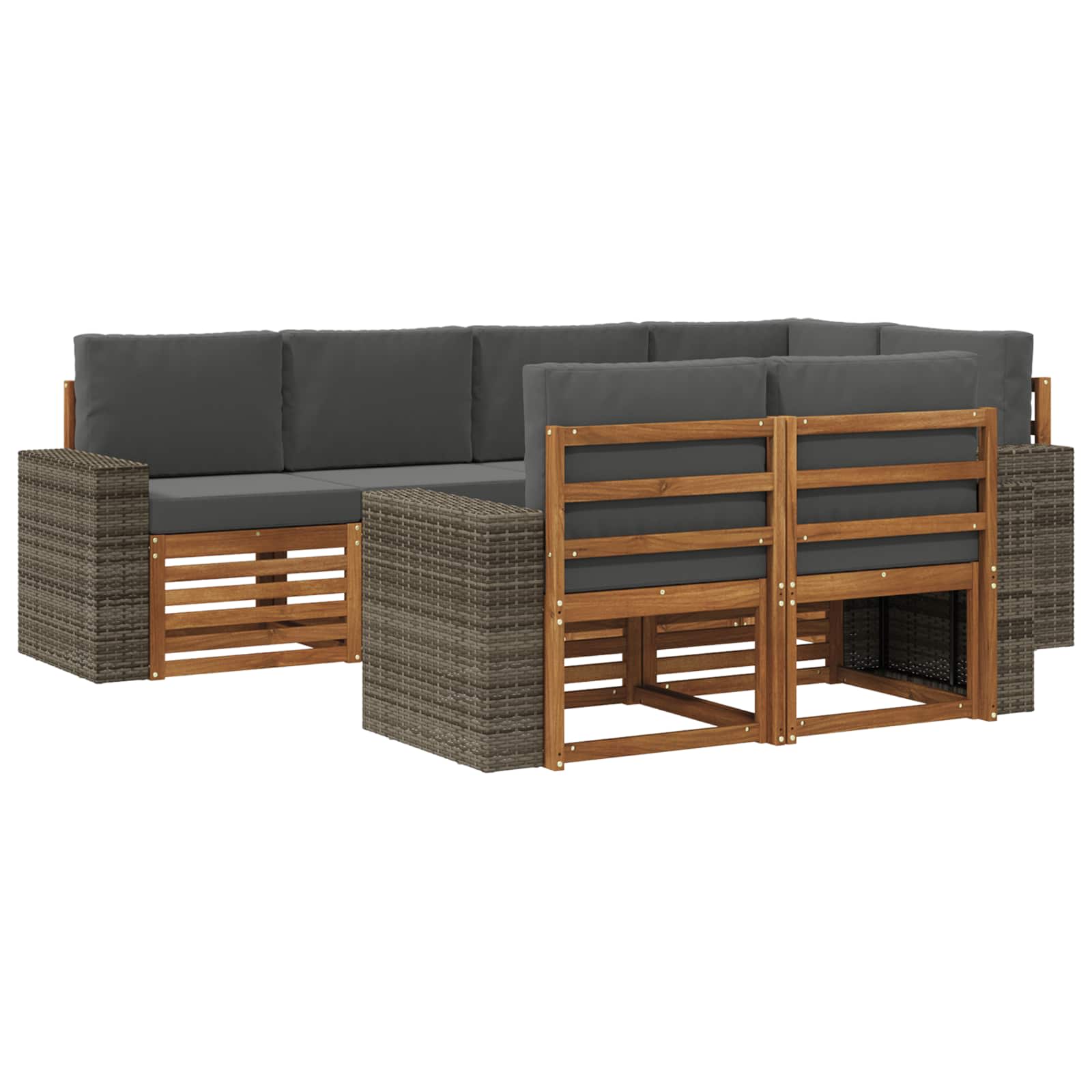 Outdoor-Sofagarnitur 7 stk. Natur und Anthrazit Polyester