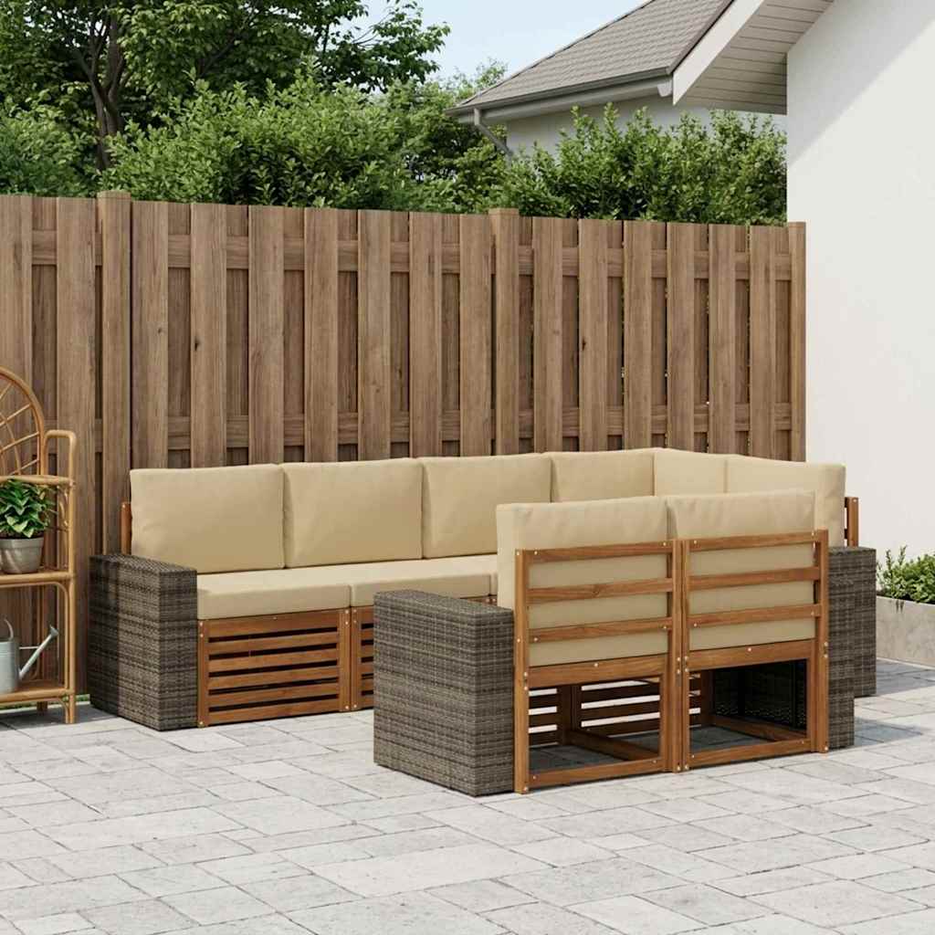 Ecksofa Set mit Kissen 7 pcs Natur und Beige