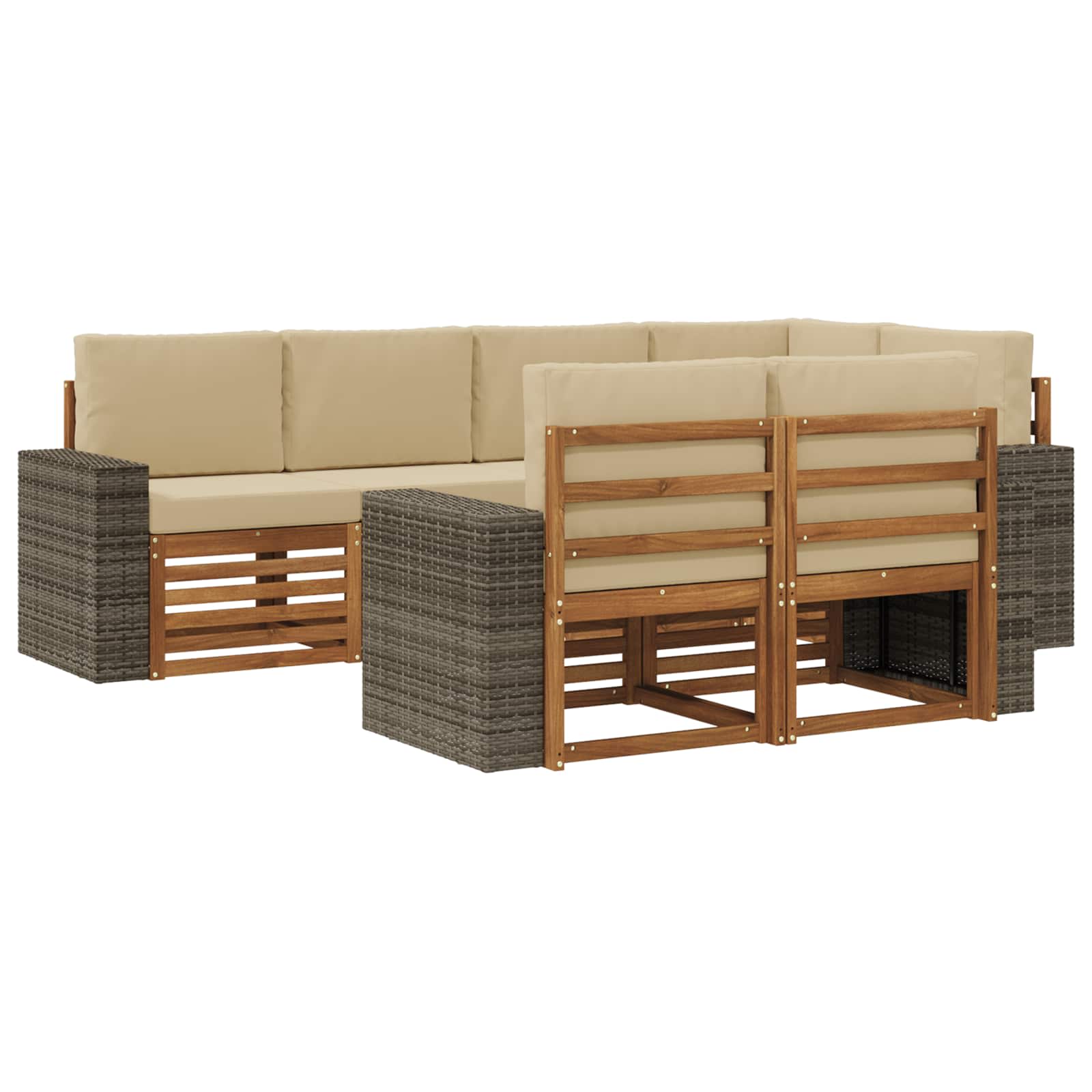 Ecksofa Set mit Kissen 7 pcs Natur und Beige
