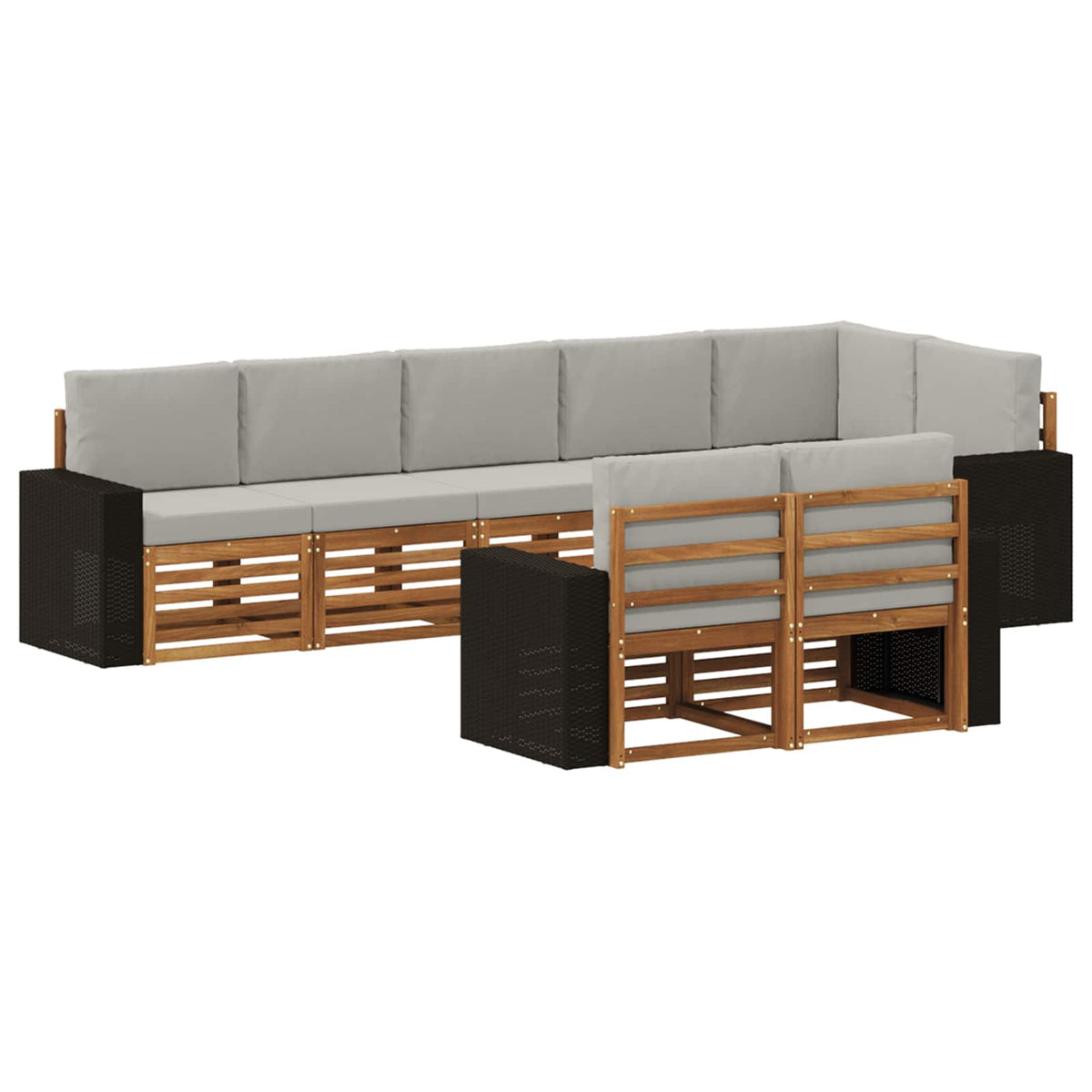 Outdoor-Sofagarnitur 8 stk. Natur und Hellgrau Polyester