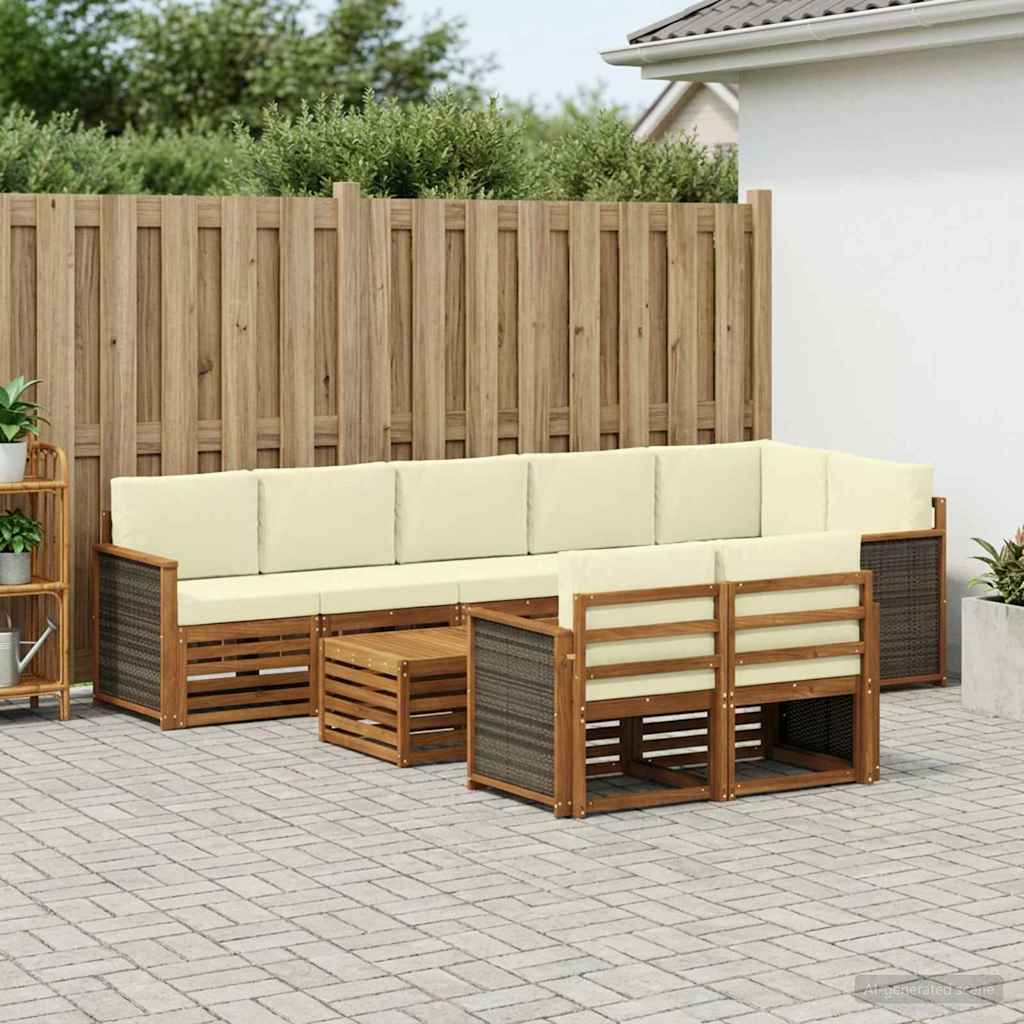 Outdoor-Sofagarnitur 8 stk. Natur und Creme