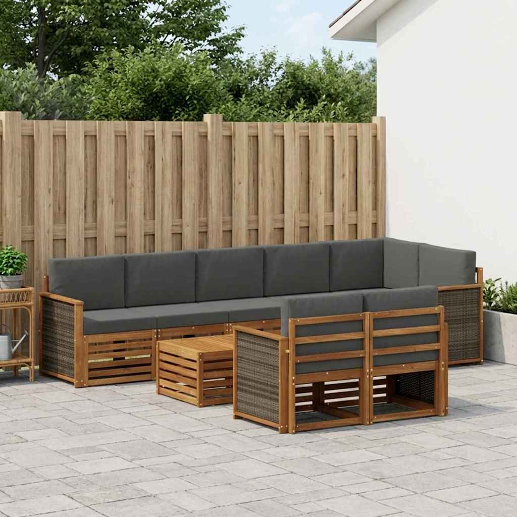 Outdoor-Sofagarnitur 8 stk. Natur und Anthrazit
