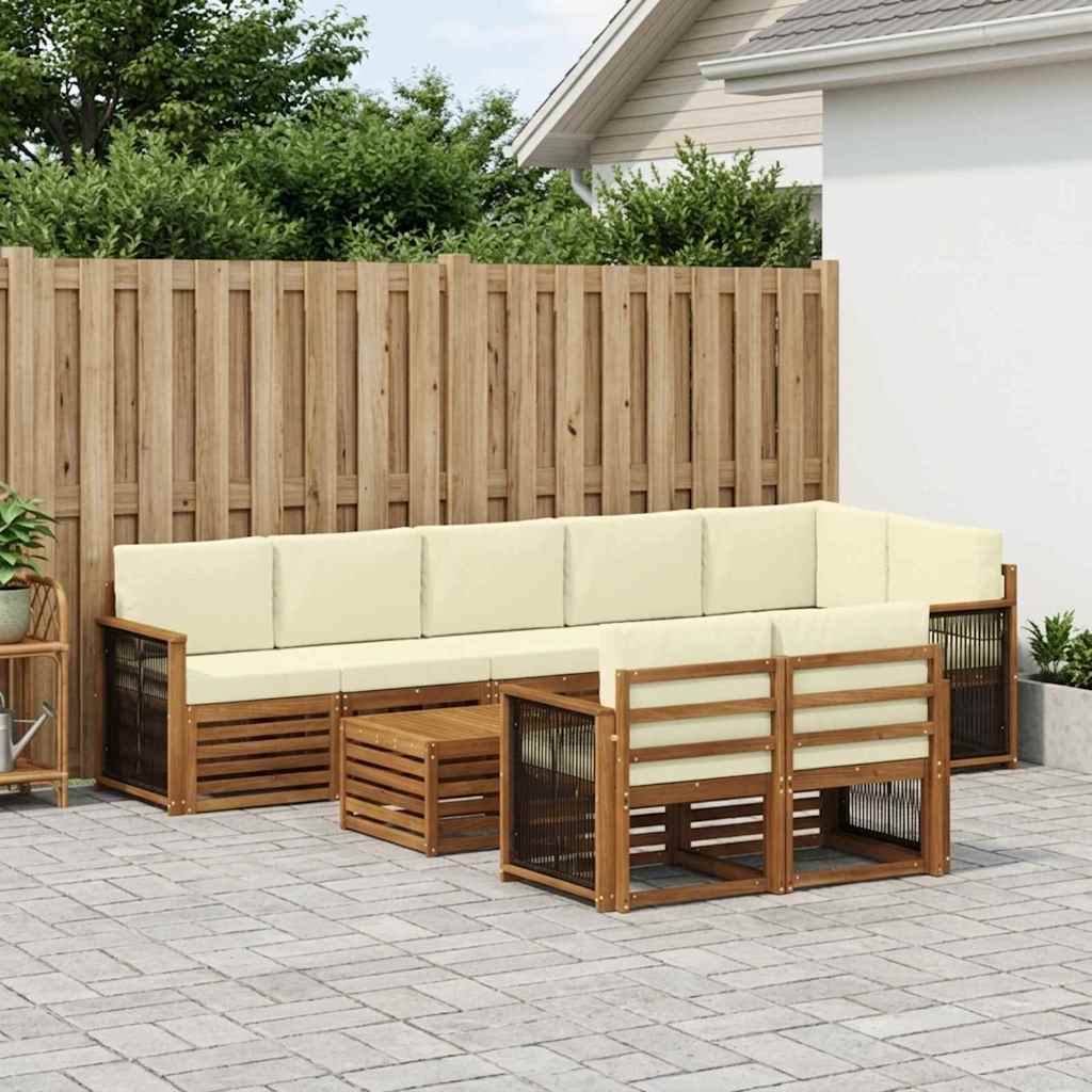 Outdoor-Sofagarnitur 8 stk. Natur und Creme
