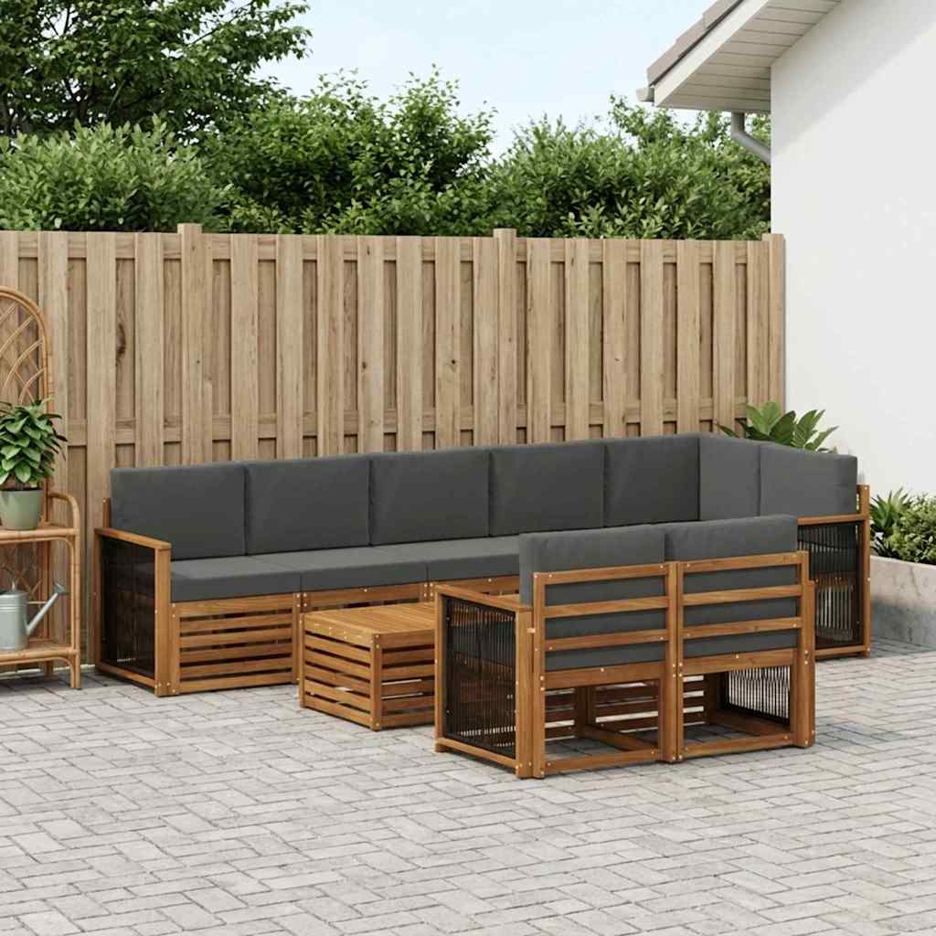 Outdoor-Sofagarnitur 8 stk. Natur und Anthrazit