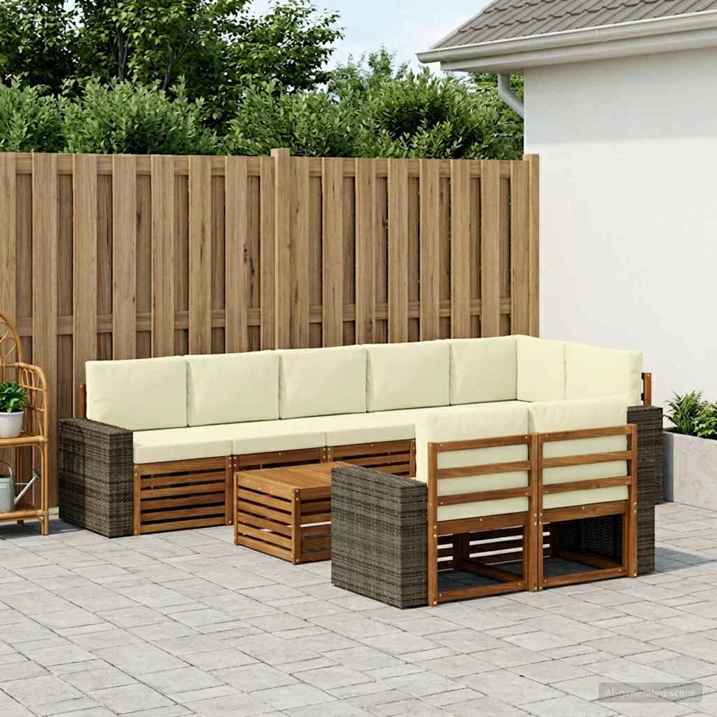 Outdoor-Sofagarnitur 9 stk. Natur und Creme Polyester