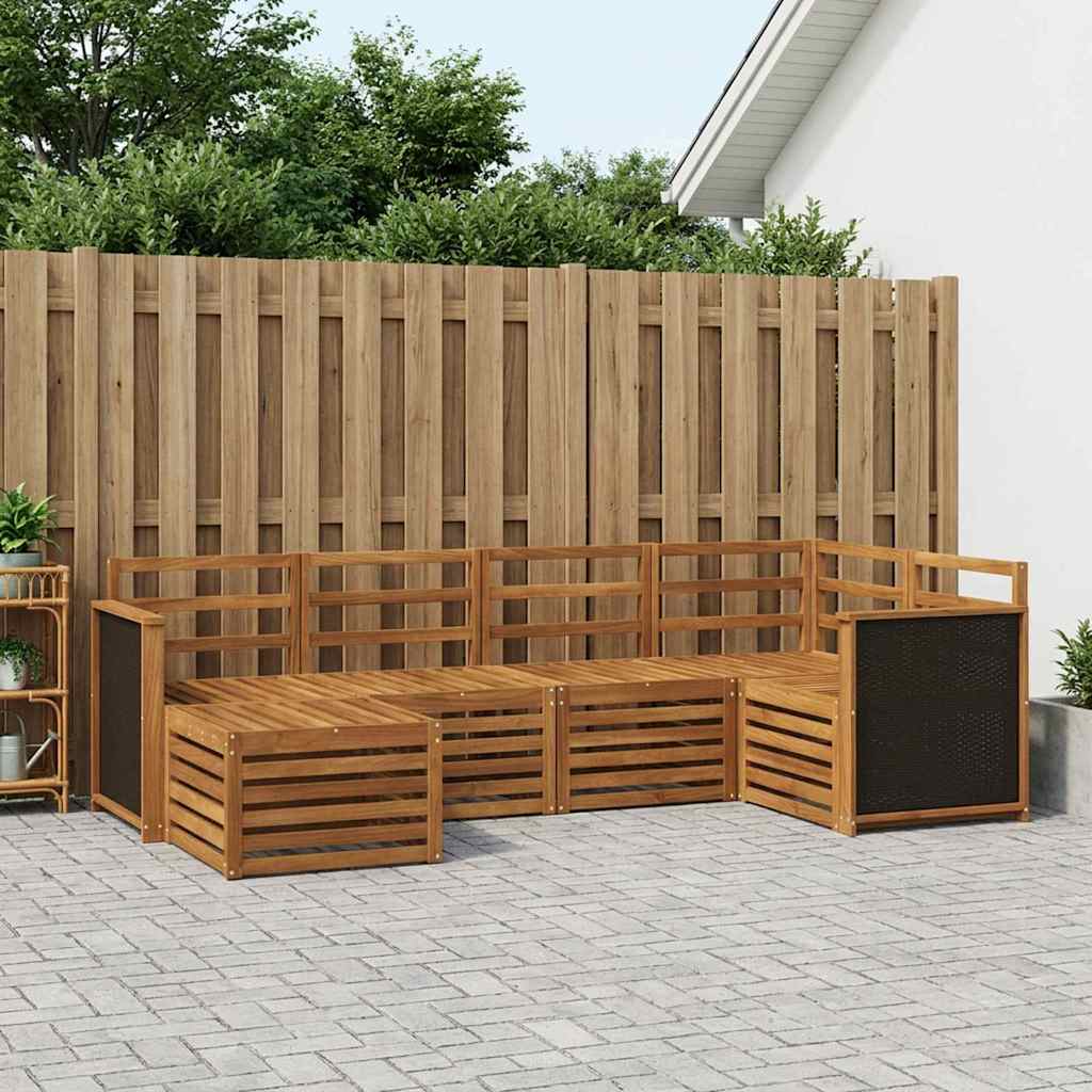 Outdoor-Sofagarnitur 5 stk. Natur Massivholz Akazie