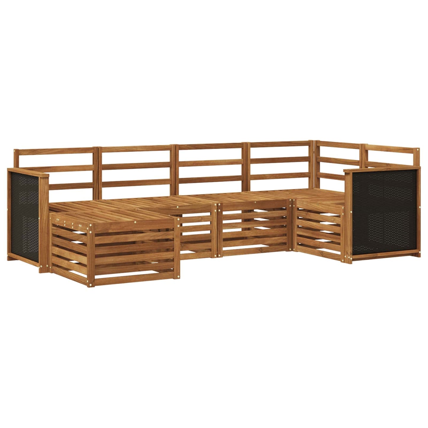 Outdoor-Sofagarnitur 5 stk. Natur Massivholz Akazie