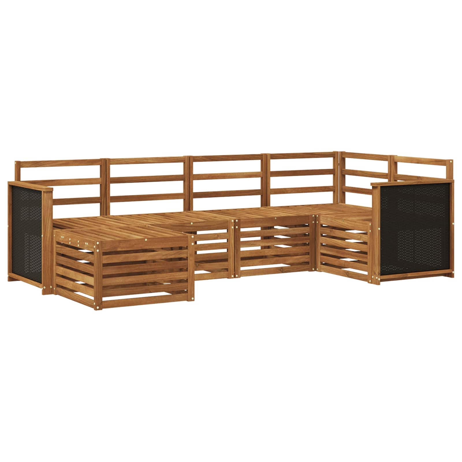 Outdoor-Sofagarnitur 5 stk. Natur Massivholz Akazie
