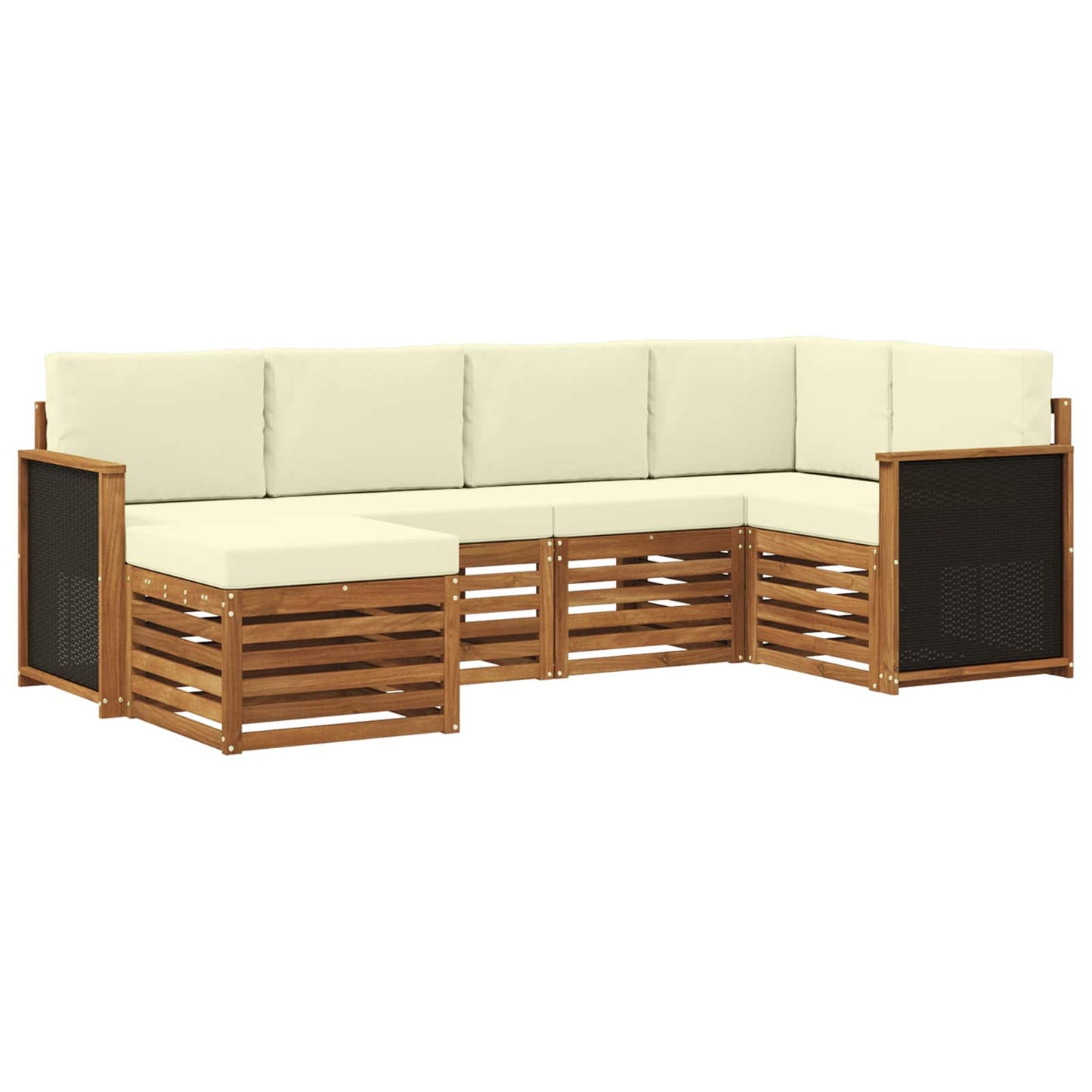 Ecksofa Set mit Kissen 5 pcs Natur und Creme