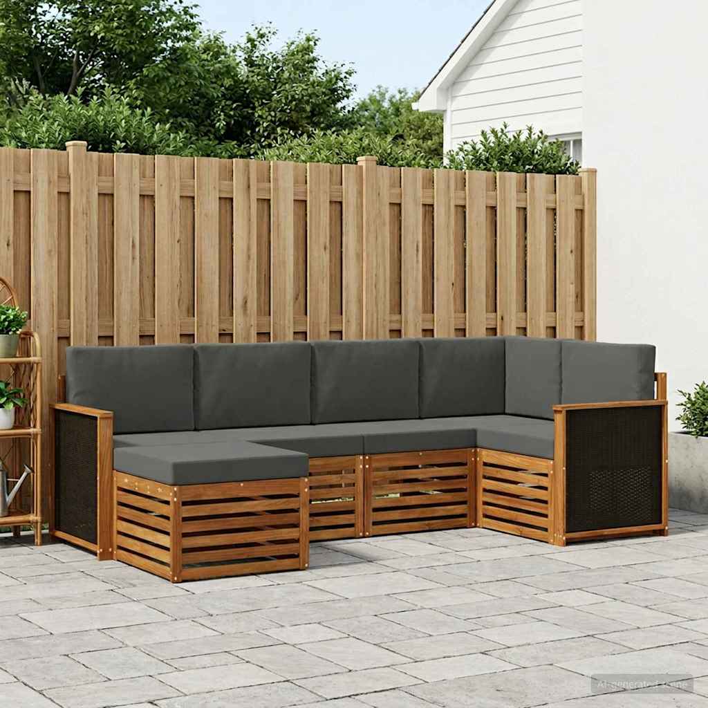 Ecksofa Set mit Kissen 5 pcs Natur und Anthrazit