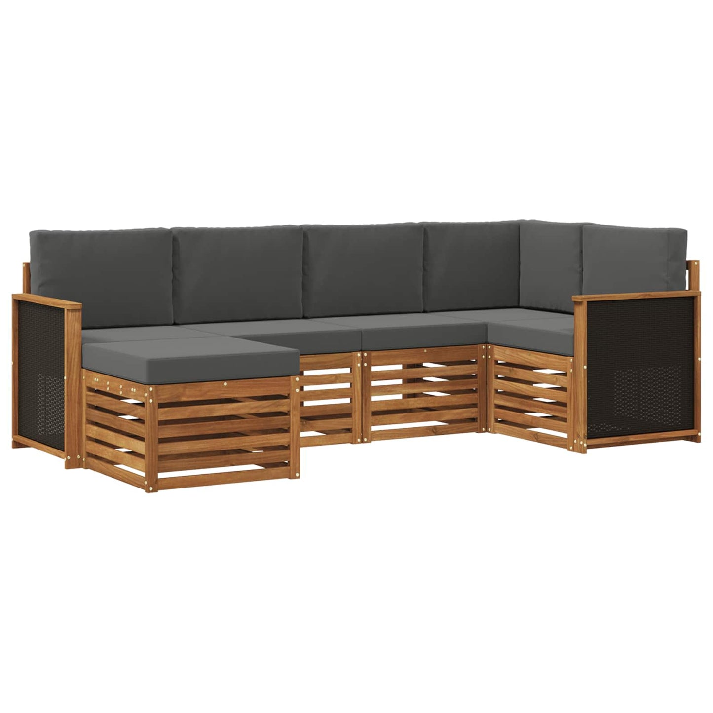 Ecksofa Set mit Kissen 5 pcs Natur und Anthrazit