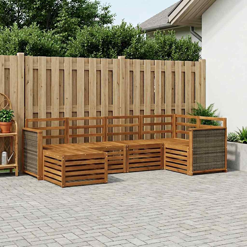 Outdoor-Sofagarnitur 5 stk. Natur Massivholz Akazie