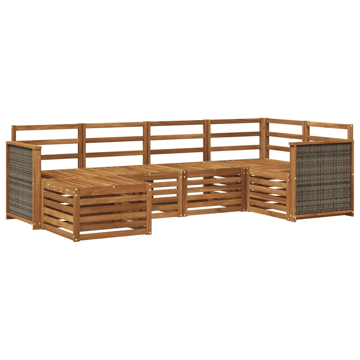 Outdoor-Sofagarnitur 5 stk. Natur Massivholz Akazie