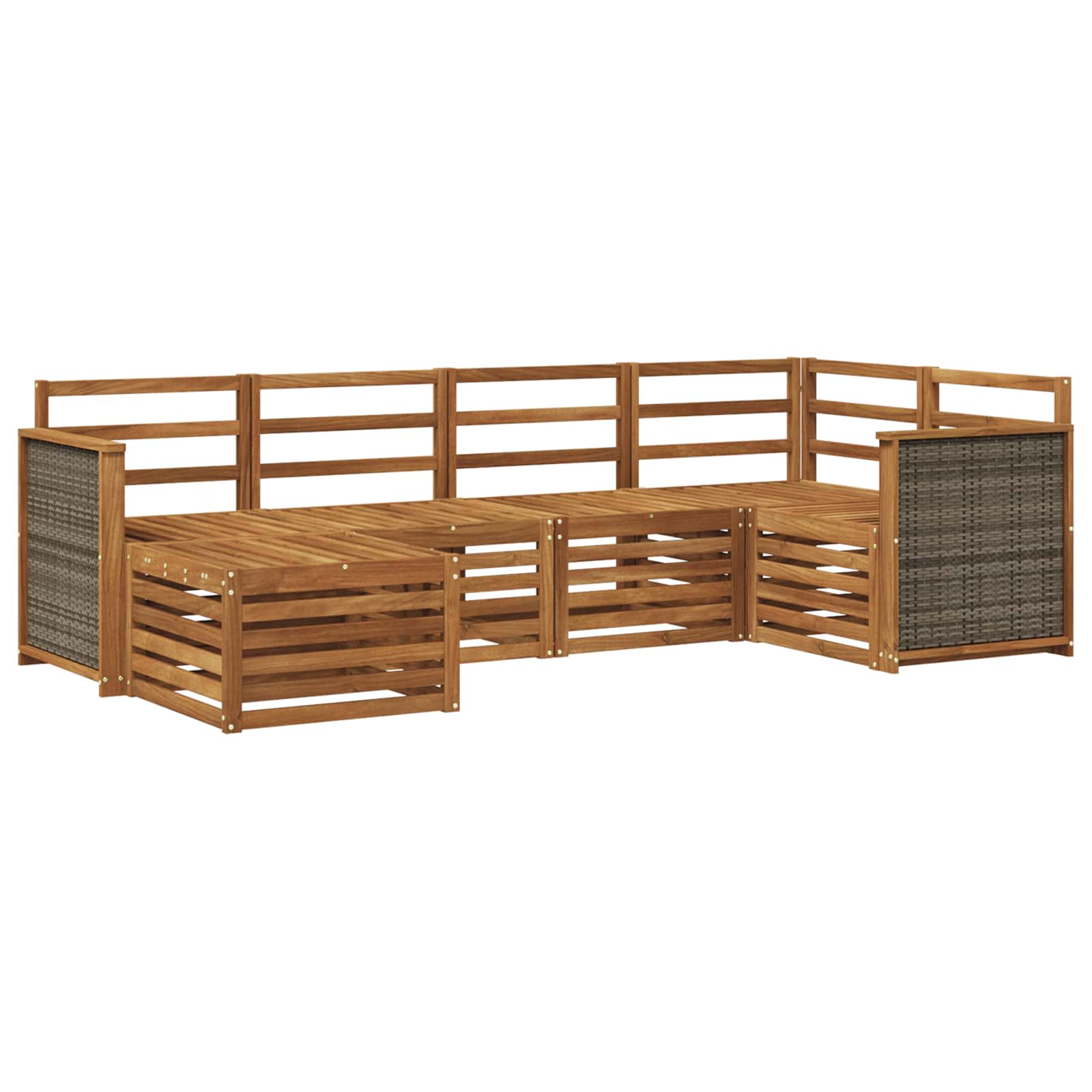 Outdoor-Sofagarnitur 5 stk. Natur Massivholz Akazie