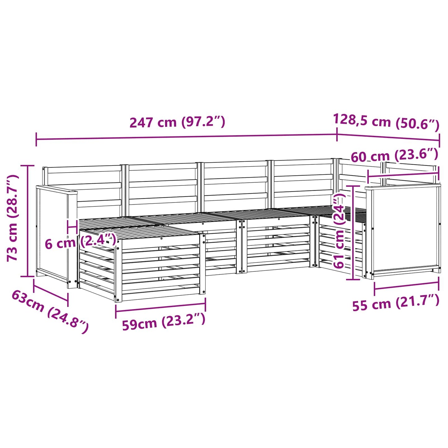 Outdoor-Sofagarnitur 5 stk. Natur Massivholz Akazie