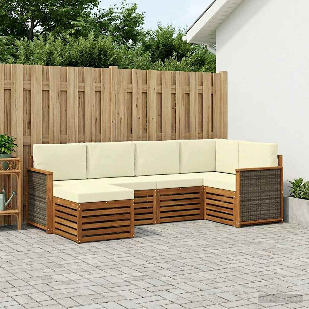 Ecksofa Set mit Kissen 5 pcs Natur und Creme