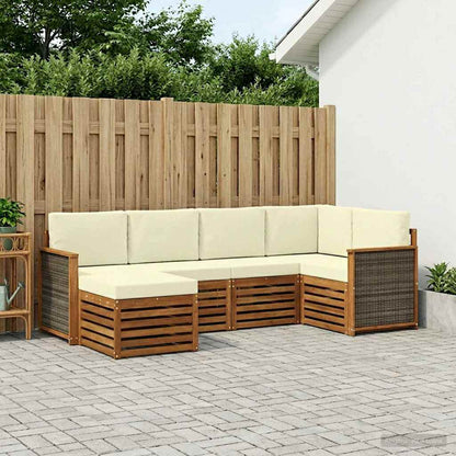 Outdoor-Sofagarnitur 5 stk. Natur und Creme