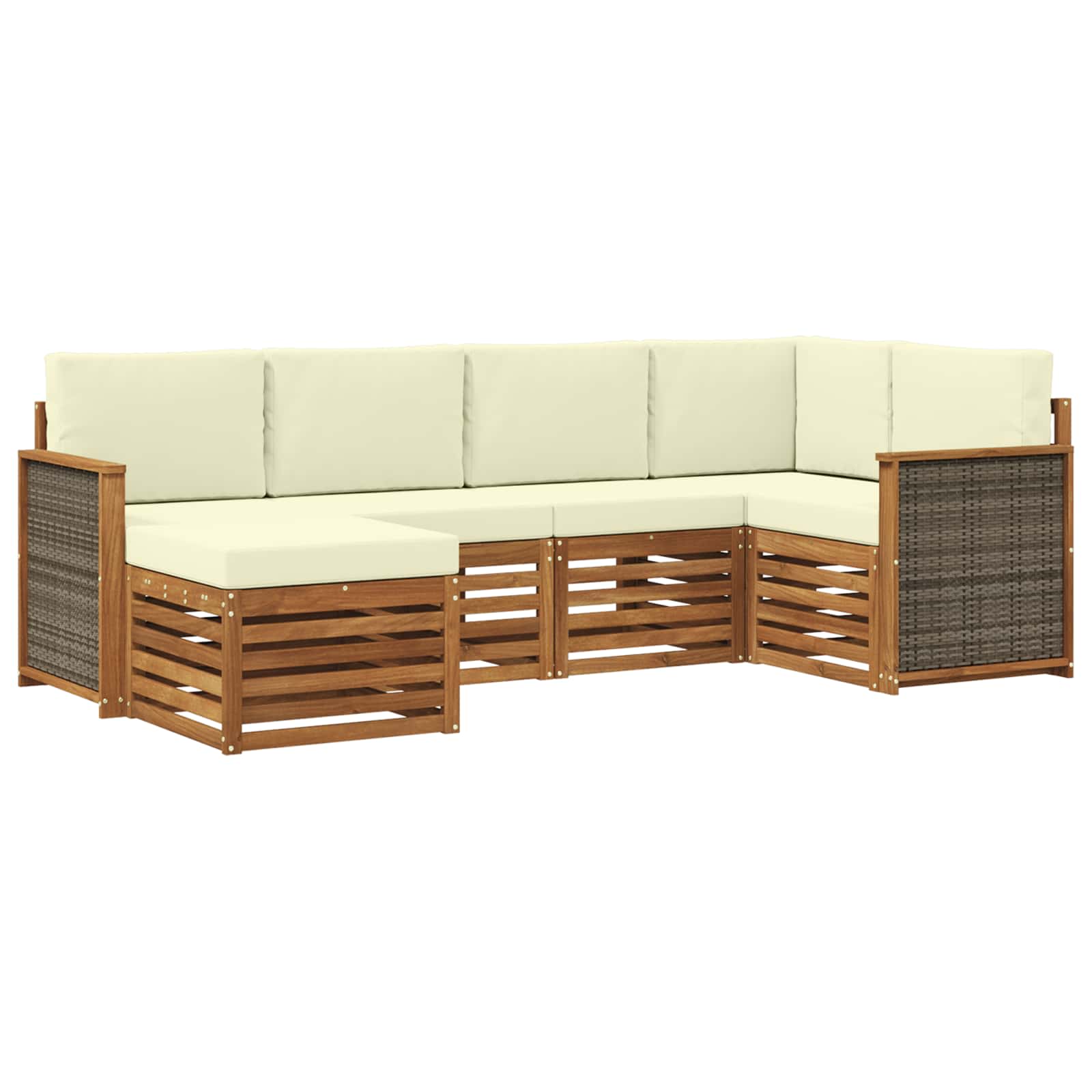 Ecksofa Set mit Kissen 5 pcs Natur und Creme