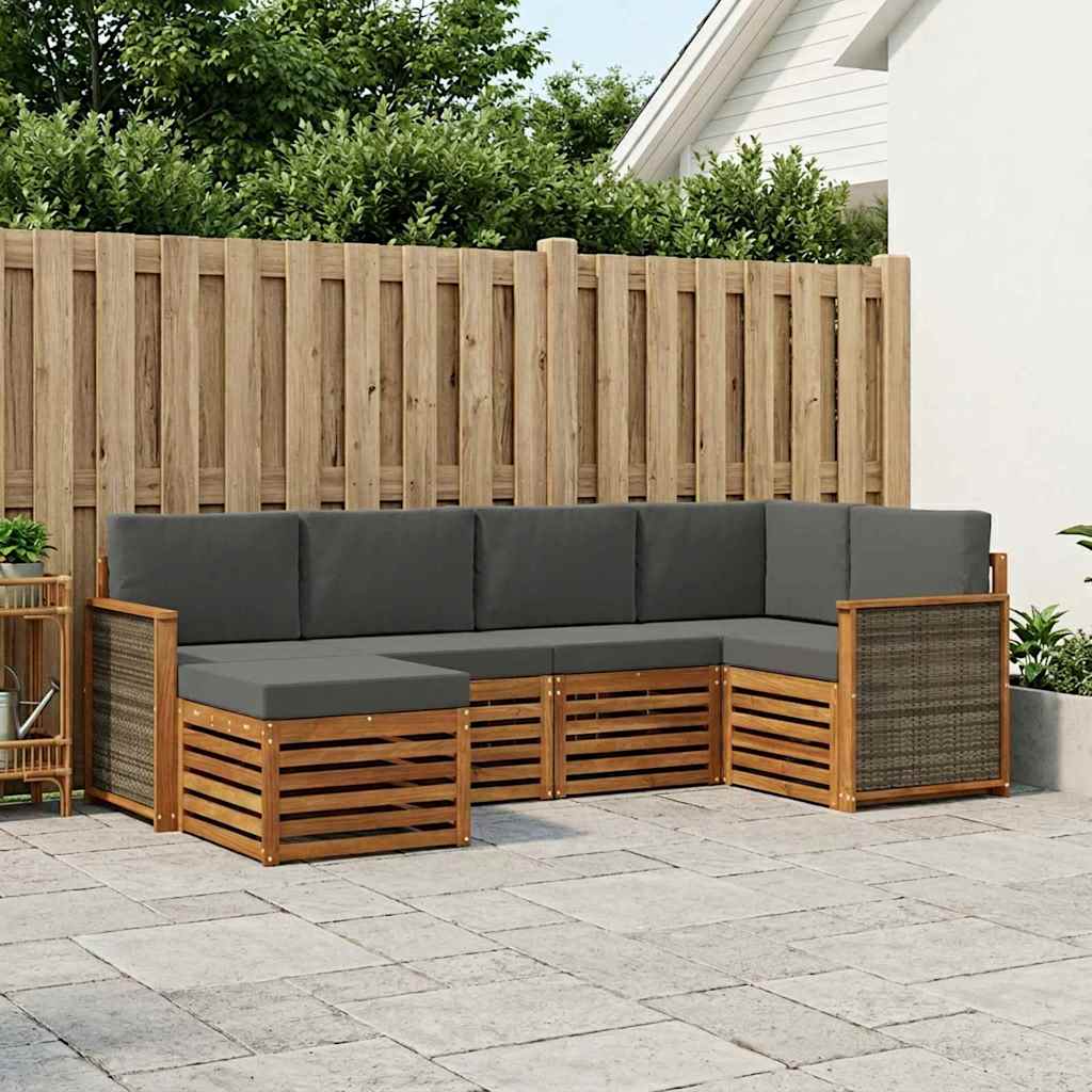 Ecksofa Set mit Kissen 5 pcs Natur und Anthrazit