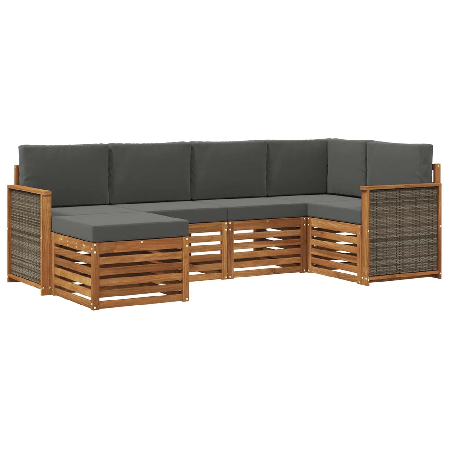 Ecksofa Set mit Kissen 5 pcs Natur und Anthrazit
