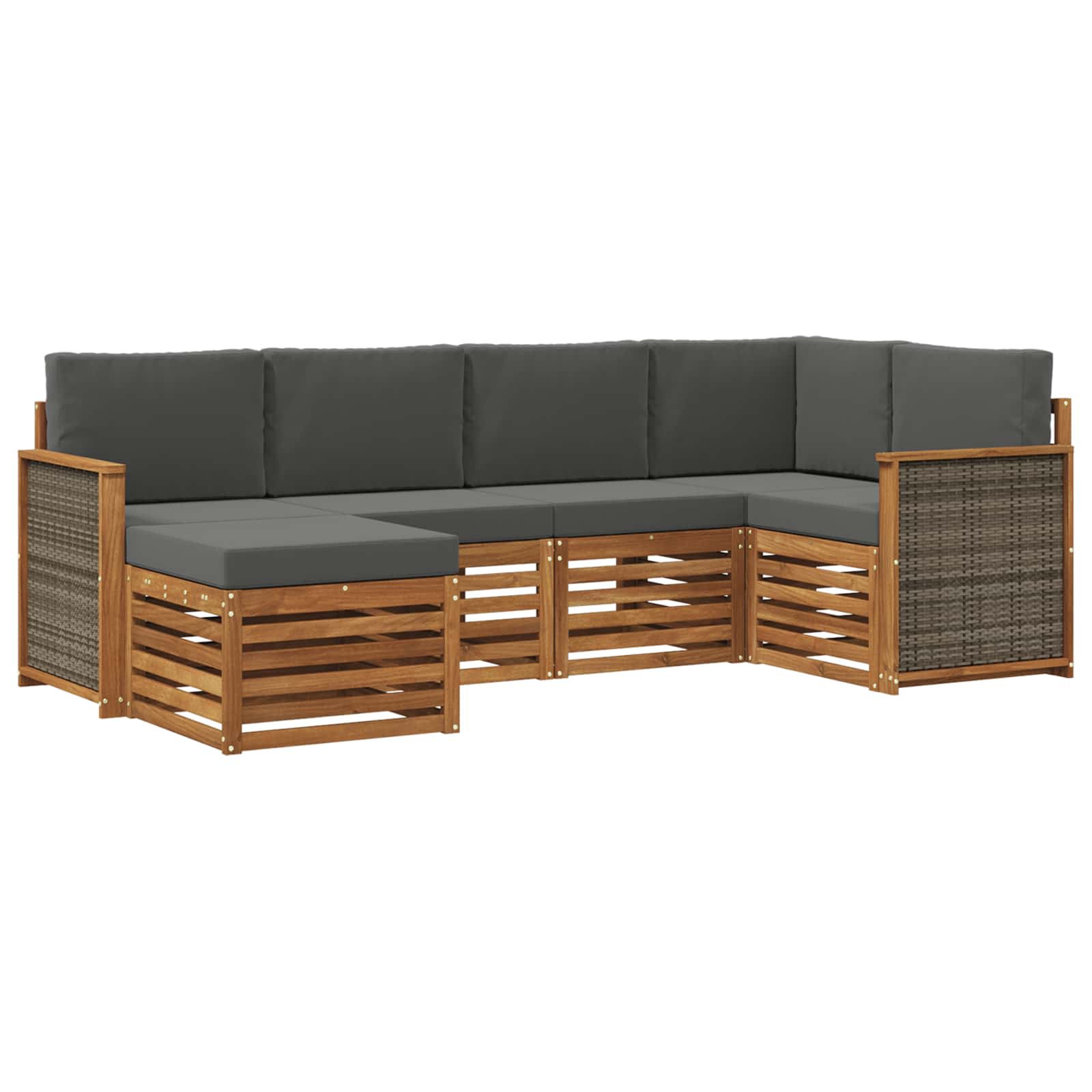 Ecksofa Set mit Kissen 5 pcs Natur und Anthrazit
