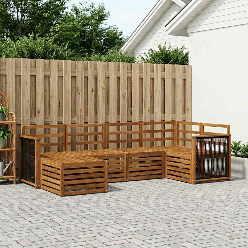 Outdoor-Sofagarnitur 5 stk. Natur Massivholz Akazie
