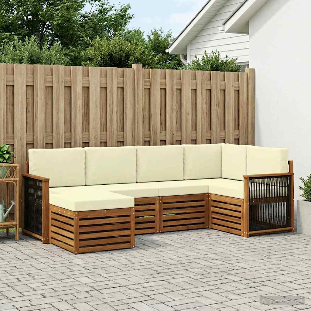 Ecksofa Set mit Kissen 5 pcs Natur und Creme