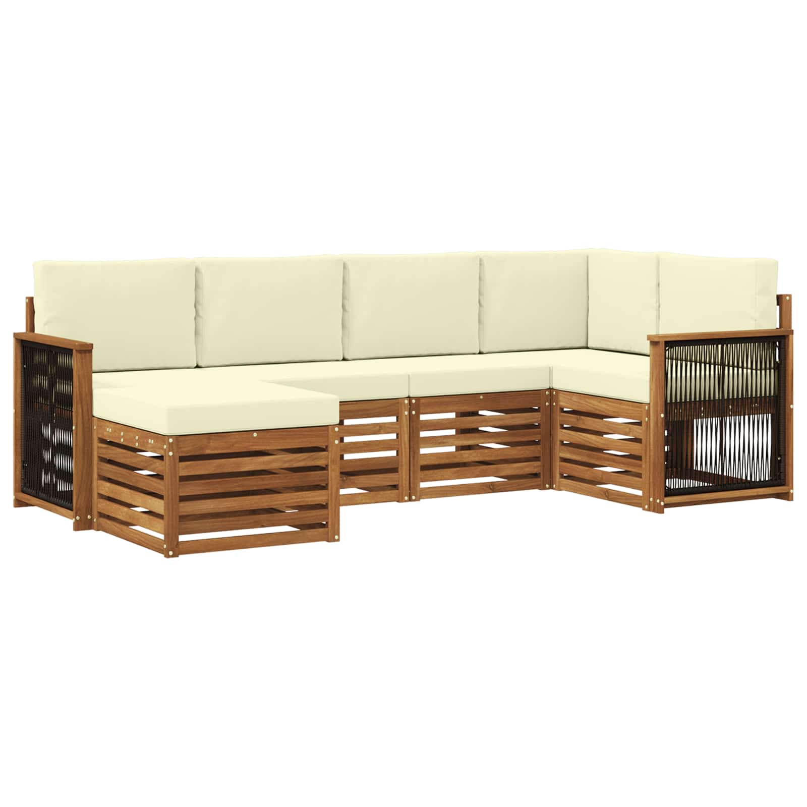 Ecksofa Set mit Kissen 5 pcs Natur und Creme