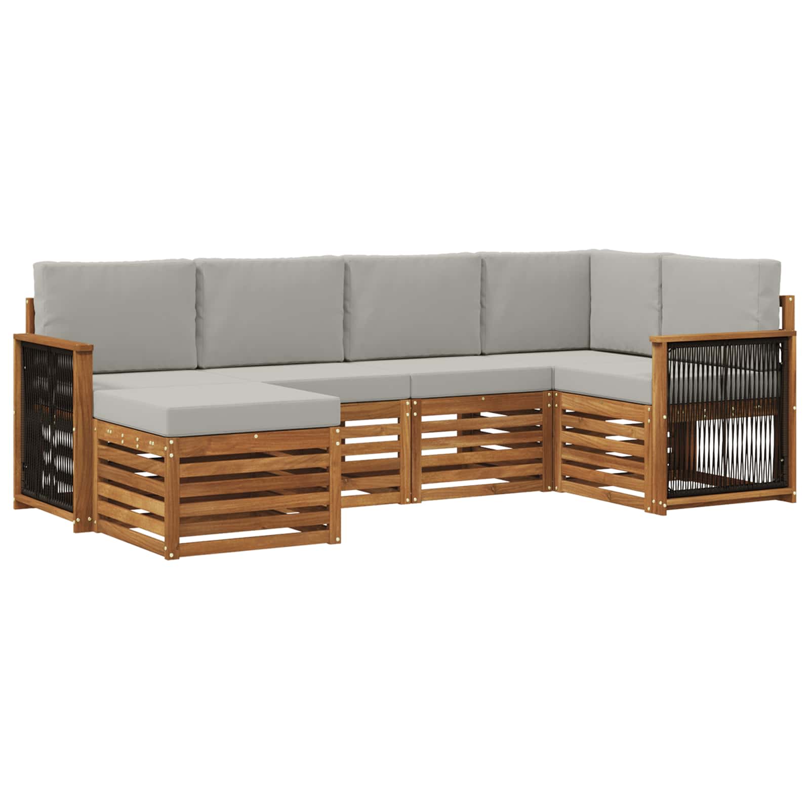 Ecksofa Set mit Kissen 5 pcs Natürlich und Hellgrau