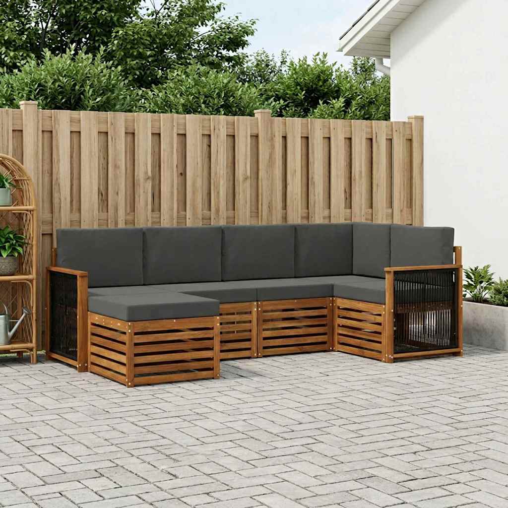 Ecksofa Set mit Kissen 5 pcs Natur und Anthrazit