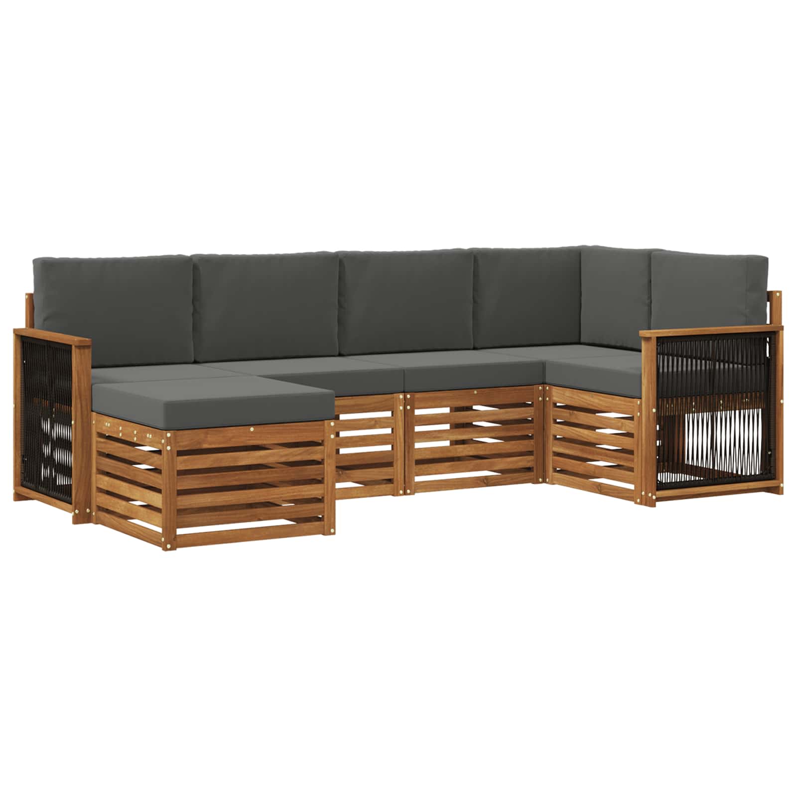 Ecksofa Set mit Kissen 5 pcs Natur und Anthrazit