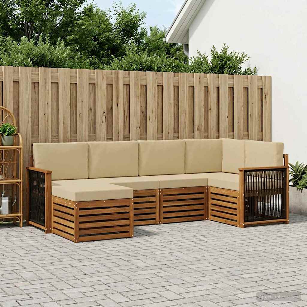 Outdoor-Sofagarnitur 5 stk. Natur