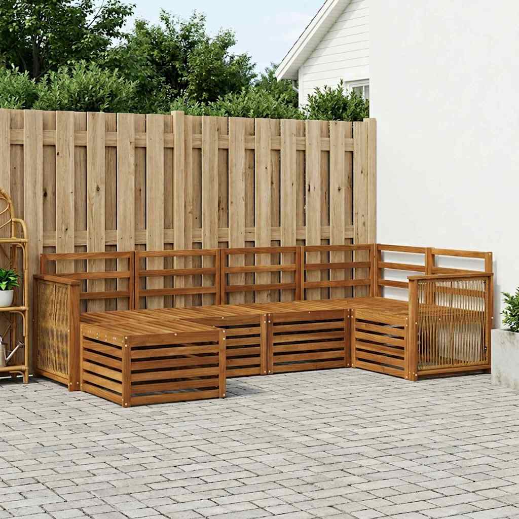 Outdoor-Sofagarnitur 5 stk. Natur Massivholz Akazie