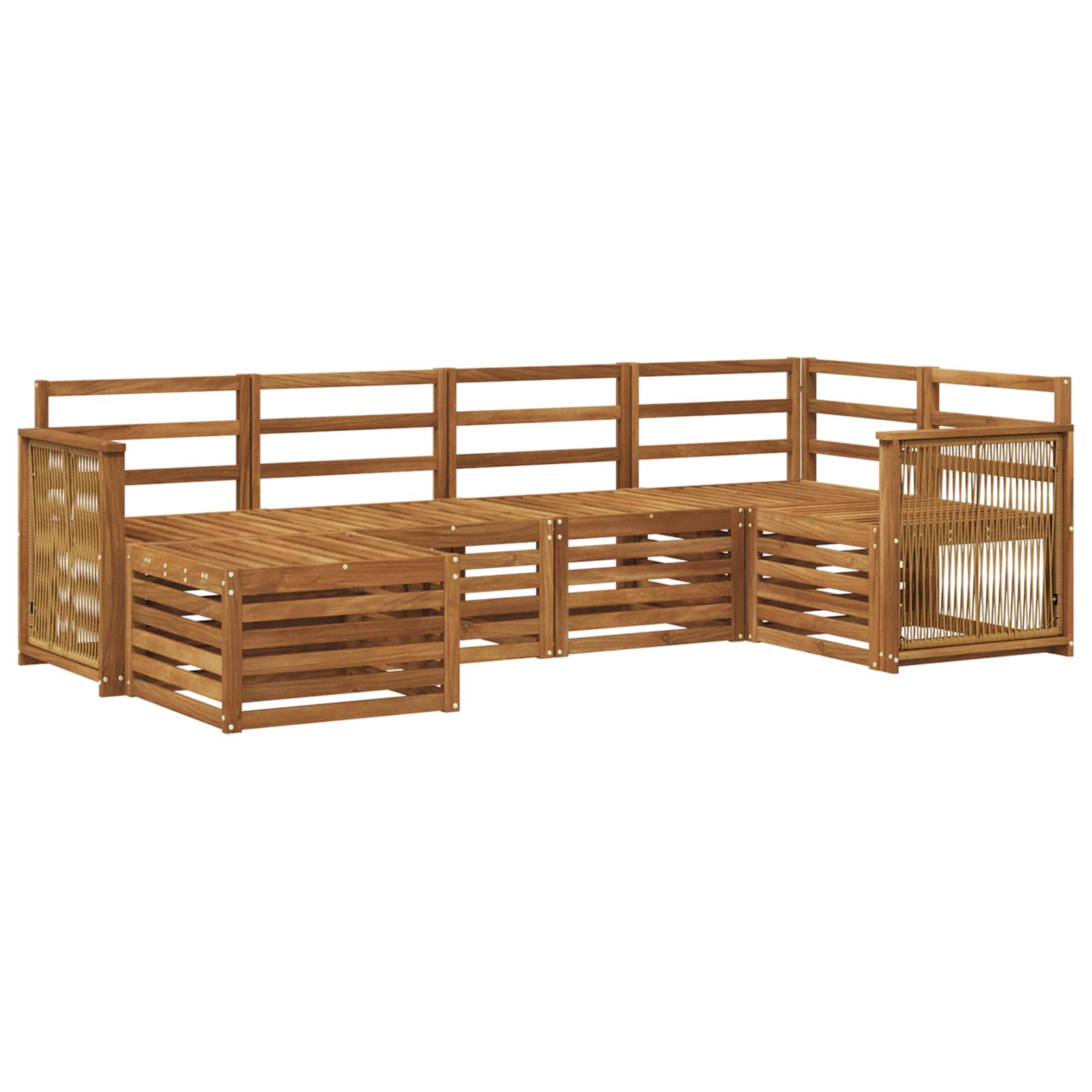 Outdoor-Sofagarnitur 5 stk. Natur Massivholz Akazie