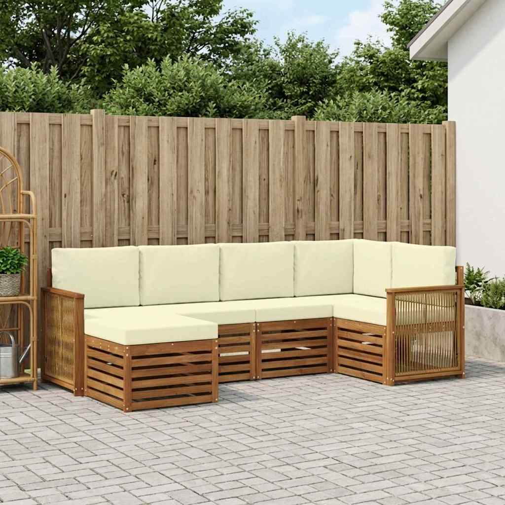 Ecksofa Set mit Kissen 5 pcs Natur und Creme