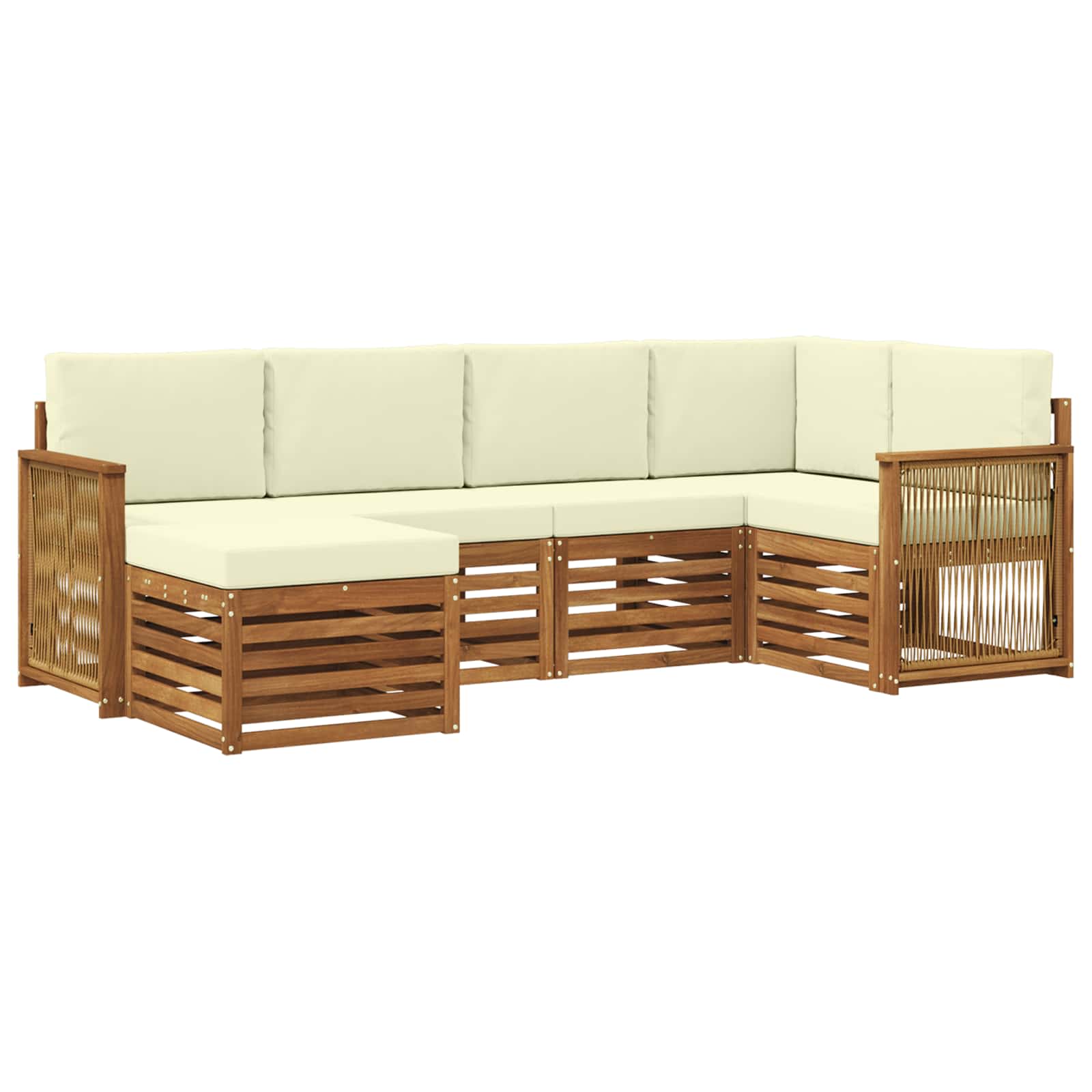 Ecksofa Set mit Kissen 5 pcs Natur und Creme