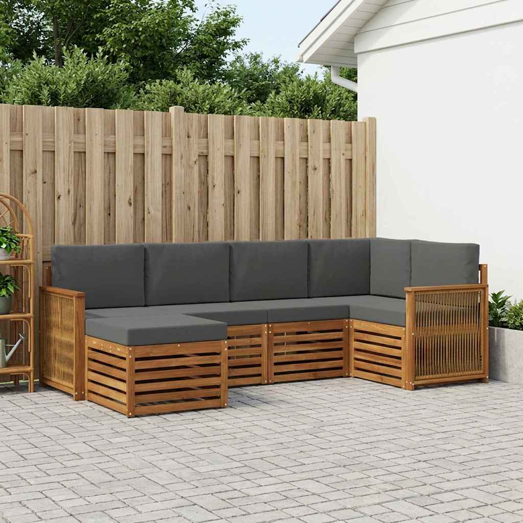 Ecksofa Set mit Kissen 5 pcs Natur und Anthrazit