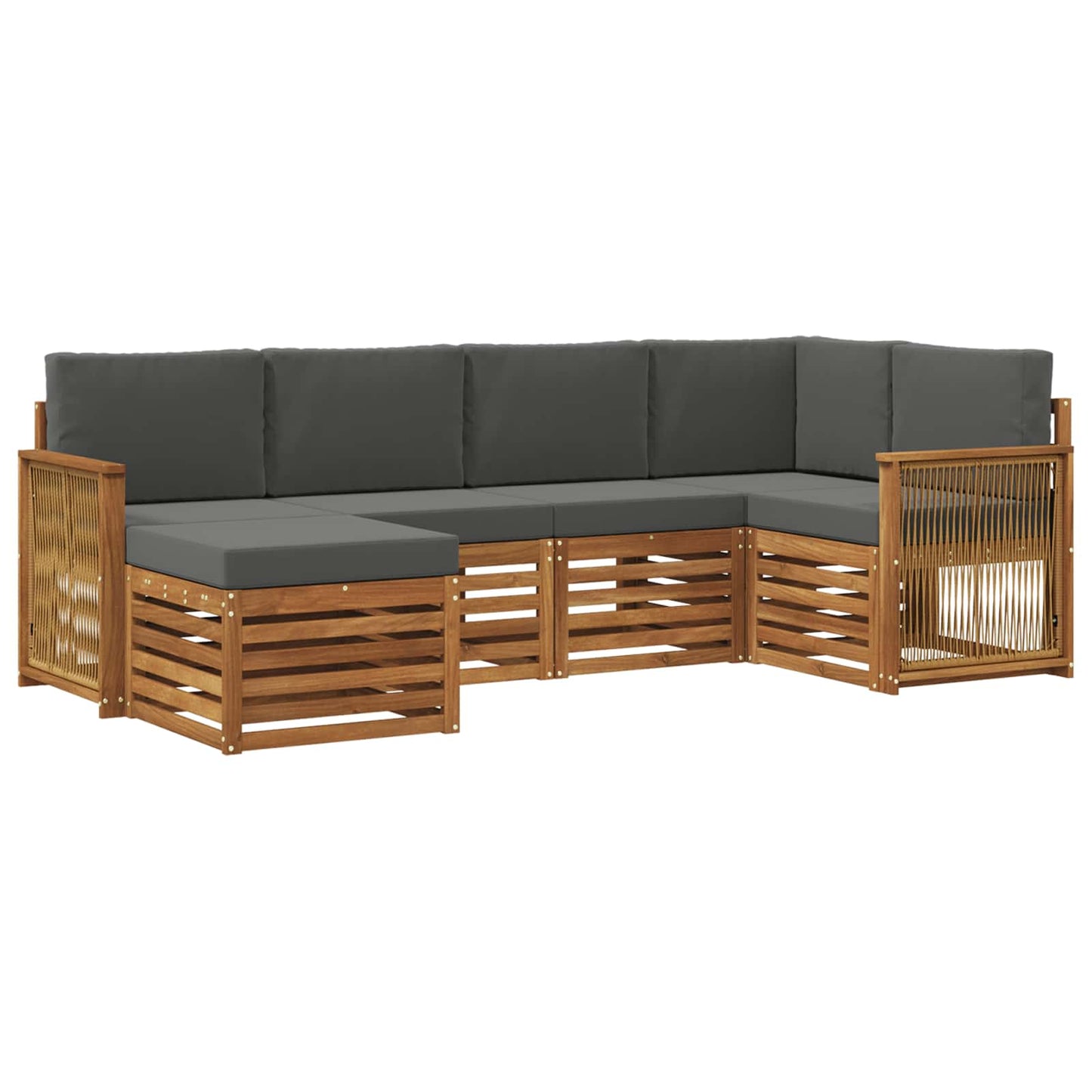 Ecksofa Set mit Kissen 5 pcs Natur und Anthrazit