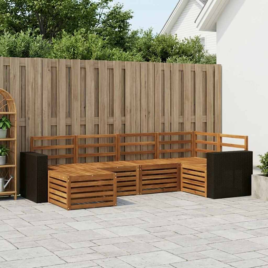 Outdoor-Sofagarnitur 6 stk. Natur Polyester