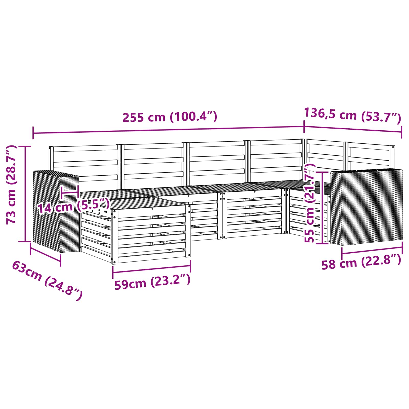Outdoor-Sofagarnitur 6 stk. Natur Polyester