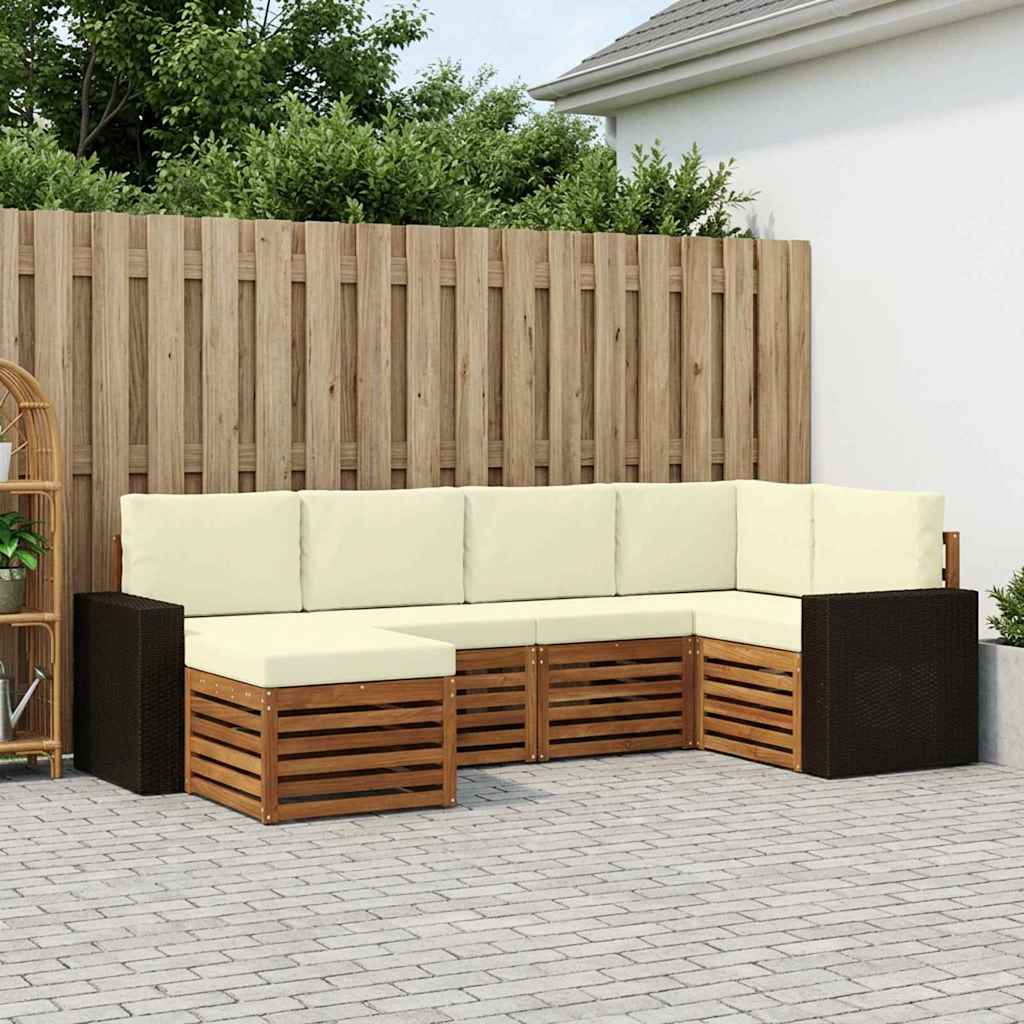 Ecksofa Set mit Kissen 6 pcs Natur und Creme