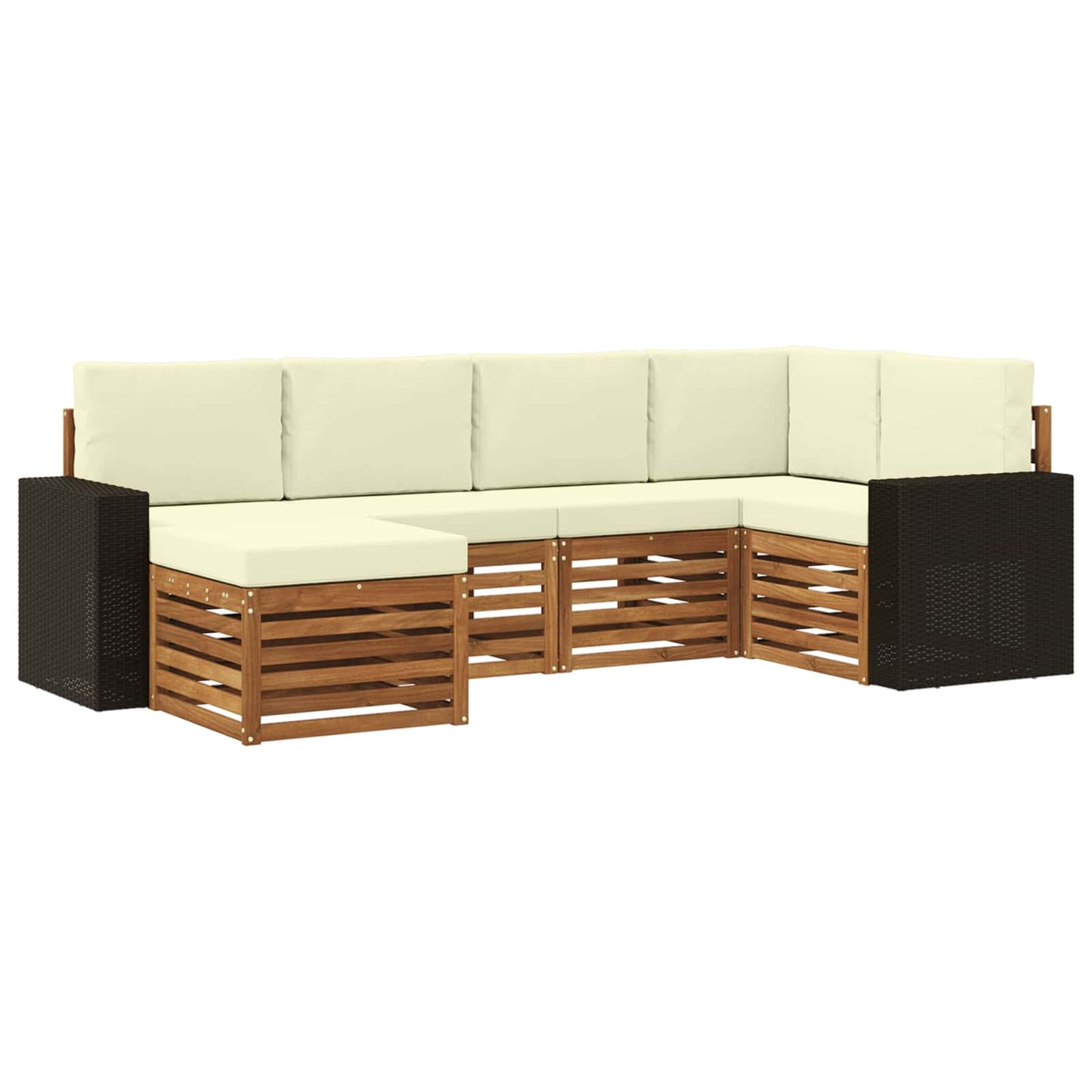 Ecksofa Set mit Kissen 6 pcs Natur und Creme