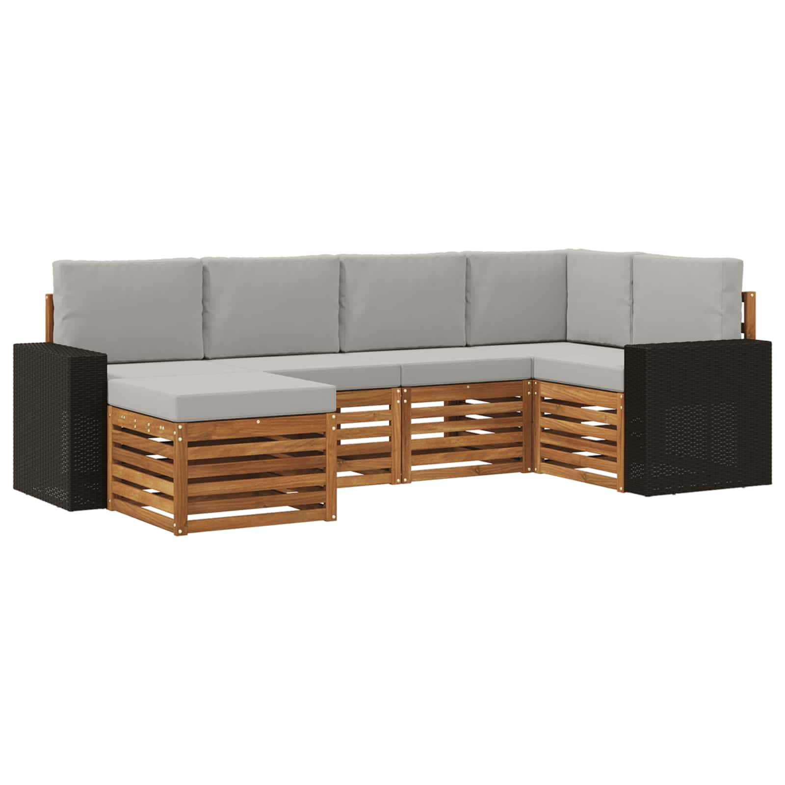 Outdoor-Sofagarnitur 6 stk. Natürlich und Hellgrau Polyester