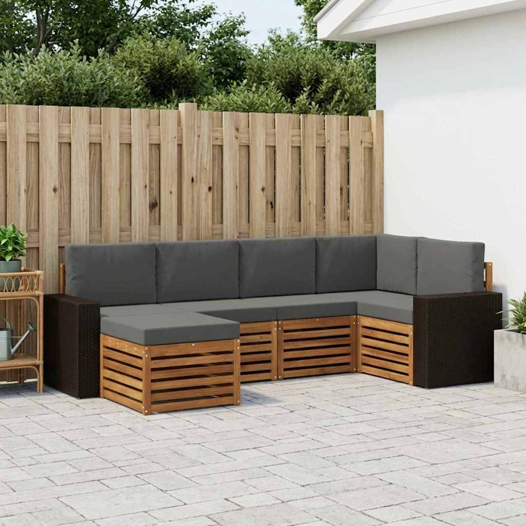 Ecksofa Set mit Kissen 6 pcs Natur und Anthrazit