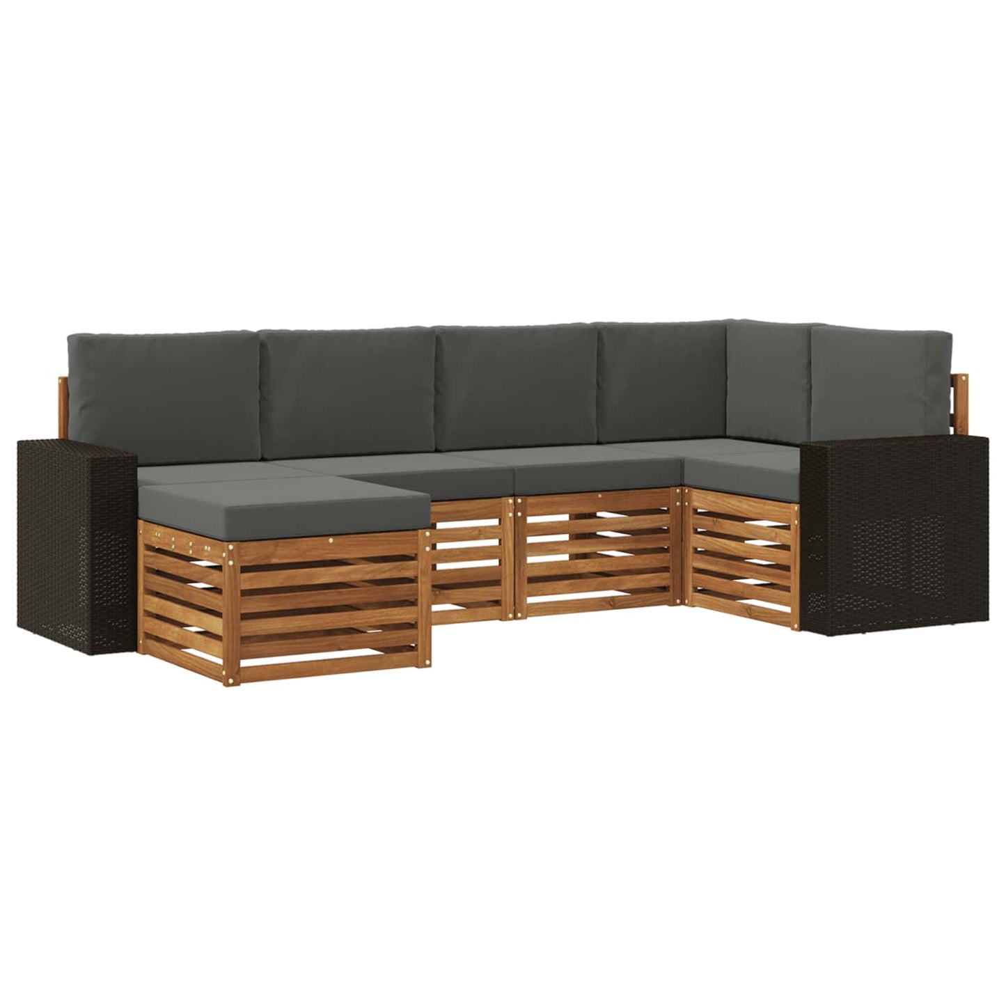 Ecksofa Set mit Kissen 6 pcs Natur und Anthrazit