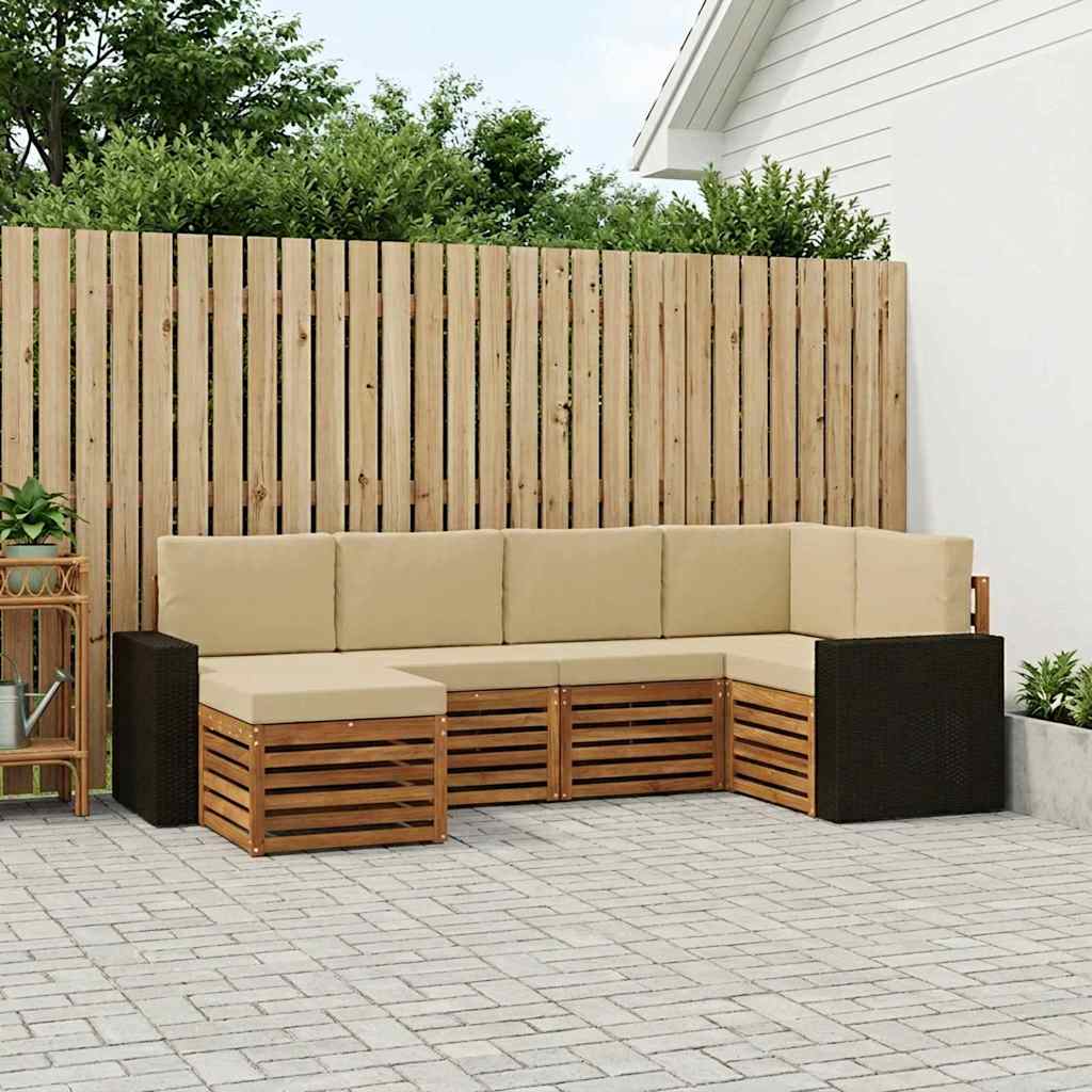 Ecksofa Set mit Kissen 6 pcs Natur und Beige