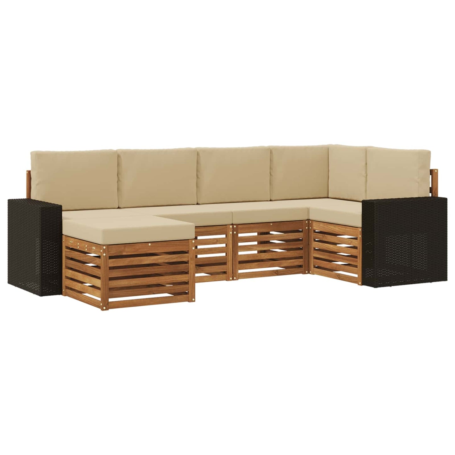 Ecksofa Set mit Kissen 6 pcs Natur und Beige