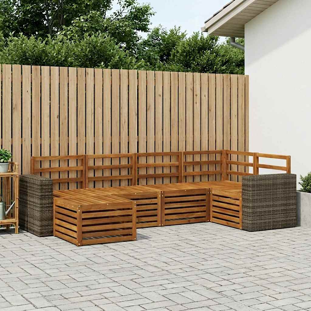 Outdoor-Sofagarnitur 6 stk. Natur Polyester