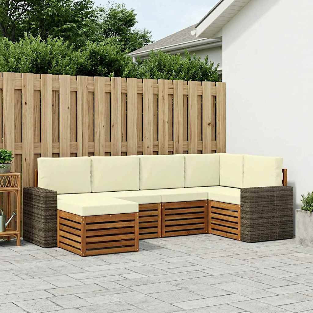 Ecksofa Set mit Kissen 6 pcs Natur und Creme