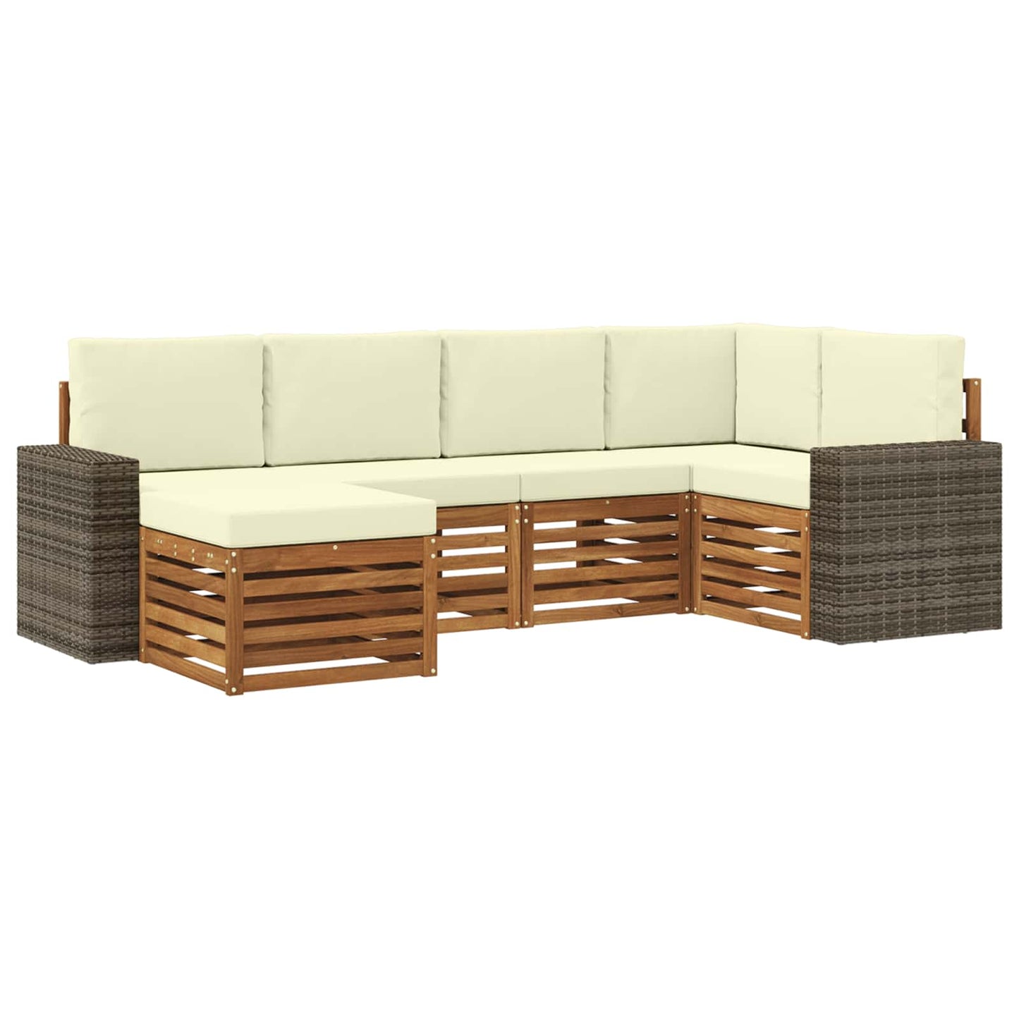 Ecksofa Set mit Kissen 6 pcs Natur und Creme